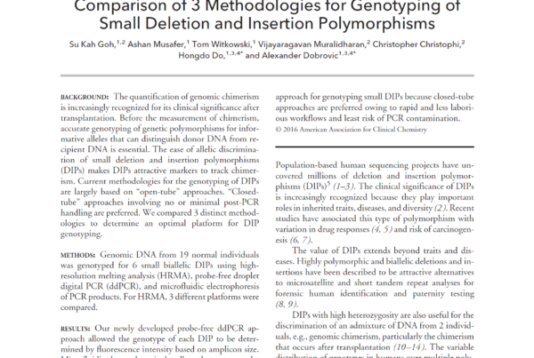 Australia: Insertion Deletion Polymorphisms using HRM