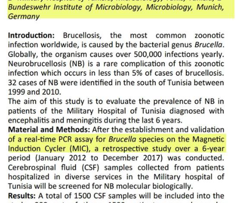 Germany and Tunisia: Brucella in cerebrospinal fluid