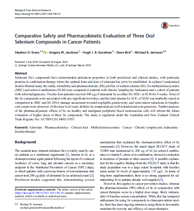Selinium cancer study