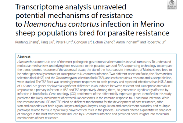 China, Australia and USA: Host-derived extracellular exosomes act as a defence mechanism during Haemonchus contortus parasitic infections.