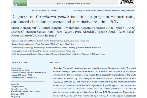 Iran and Serbia: Toxoplasma gondii