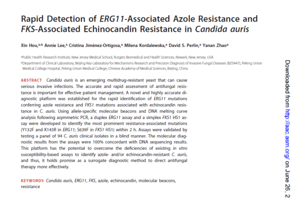USA & China: Rapid diagnostic kit for accurate assessment of antifungal resistance of C. auris