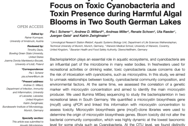 Germany & UK: Novel molecular approach for identification of toxicity in microbial community compositions during algal blooms in water reservoirs